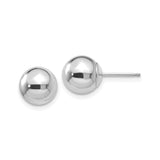 14k White Gold Ball Stud Earrings, Polished Round Design, Minimalist Style for Women