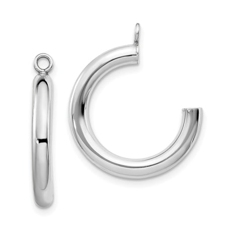 14k White Gold Hoop Earrings, Classic Polished Tube Design, Lightweight and Timeless Style