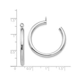 14k White Gold Hoop Earrings, Lightweight Polished Minimalist Tube Design for Women