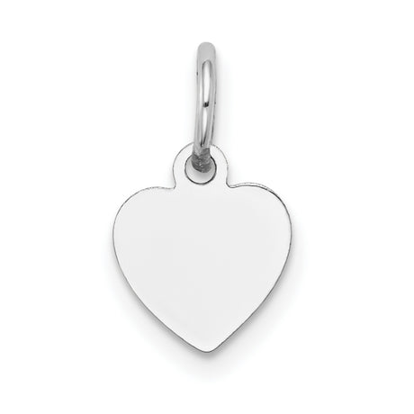 14k White Gold Heart Pendant, Polished Minimalist Charm for Women, Engraving Ready Jewelry
