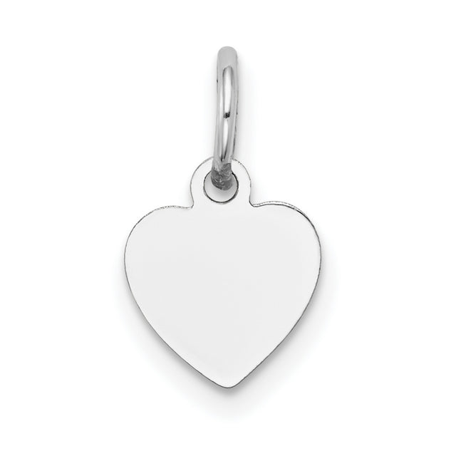 14k White Gold Heart Pendant, Polished Minimalist Charm for Women