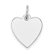 14k White Gold Heart Pendant Charm with Polished Engraving Surface, Minimalist Romantic Jewelry