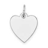 14k White Gold Heart Pendant Charm with Polished Engraving Surface, Minimalist Romantic Jewelry