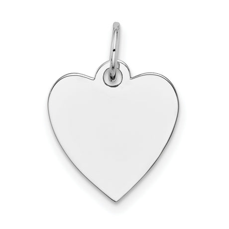 14k White Gold Heart Pendant Charm with Polished Surface, Romantic Jewelry for Women