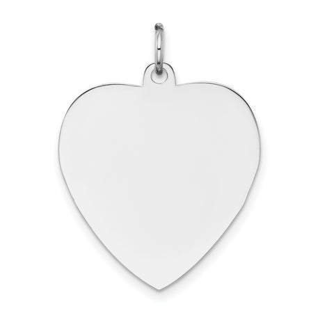 14k White Gold Heart Pendant with Smooth Polished Surface for Engraving