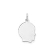 14k White Gold Profile Pendant, Custom Polished Silhouette Charm, Minimalist Keepsake Jewelry