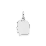 Plain Small Facing Right Engravable Girl Charm Pendant in Real 14k White Gold