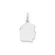 14k White Gold Silhouette Pendant Charm, Polished Flat Profile, Minimalist Motherhood Design