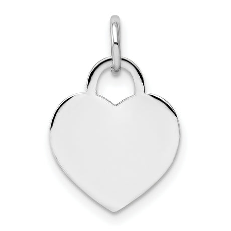 14k White Gold Heart Shaped Padlock Pendant, Polished Minimalist Charm for Women