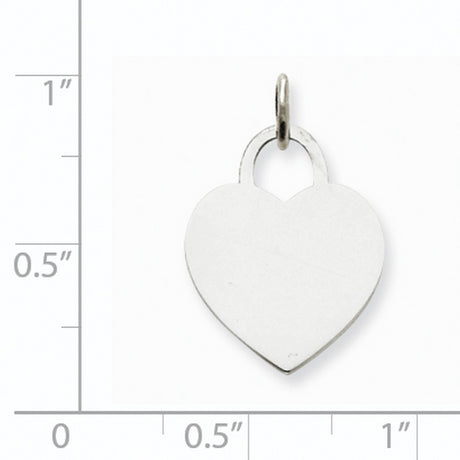 14k White Gold Heart Pendant with Lock Design, Engravable Charm for Women