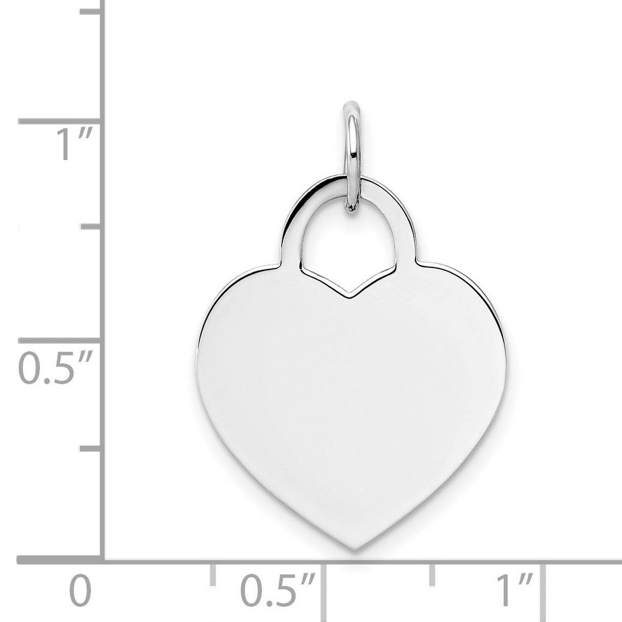 14k White Gold Heart Shaped Padlock Pendant, Engravable Smooth Charm, Modern Romantic Design