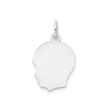 14k White Gold Silhouette Profile Pendant, Engravable Minimalist Memorial Charm for Women