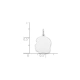 14k White Gold Boy Profile Pendant with Polished Silhouette, Custom Engraving Blank