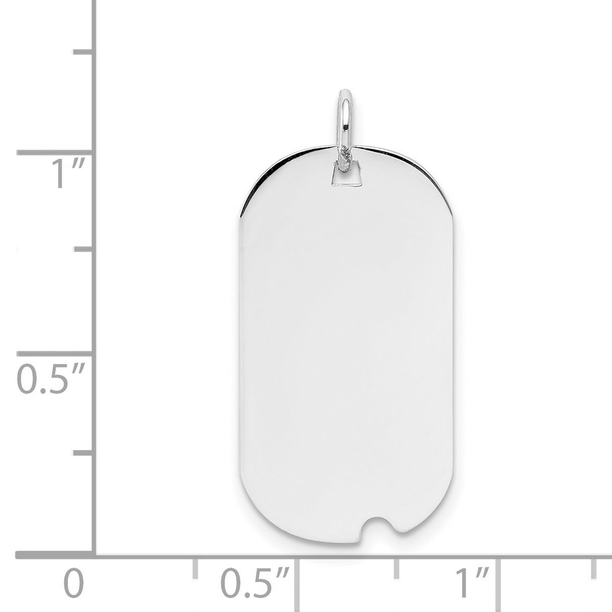 14k White Gold Dog Tag Pendant, High Polish Blank Military Style, Unisex Engraving Ready