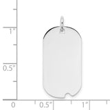 14k White Gold Dog Tag Pendant, High Polish Blank Military Style, Unisex Engraving Ready