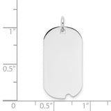 14k White Gold Dog Tag Pendant, Polished Blank Surface, Military Style, Customizable for Men or Unisex
