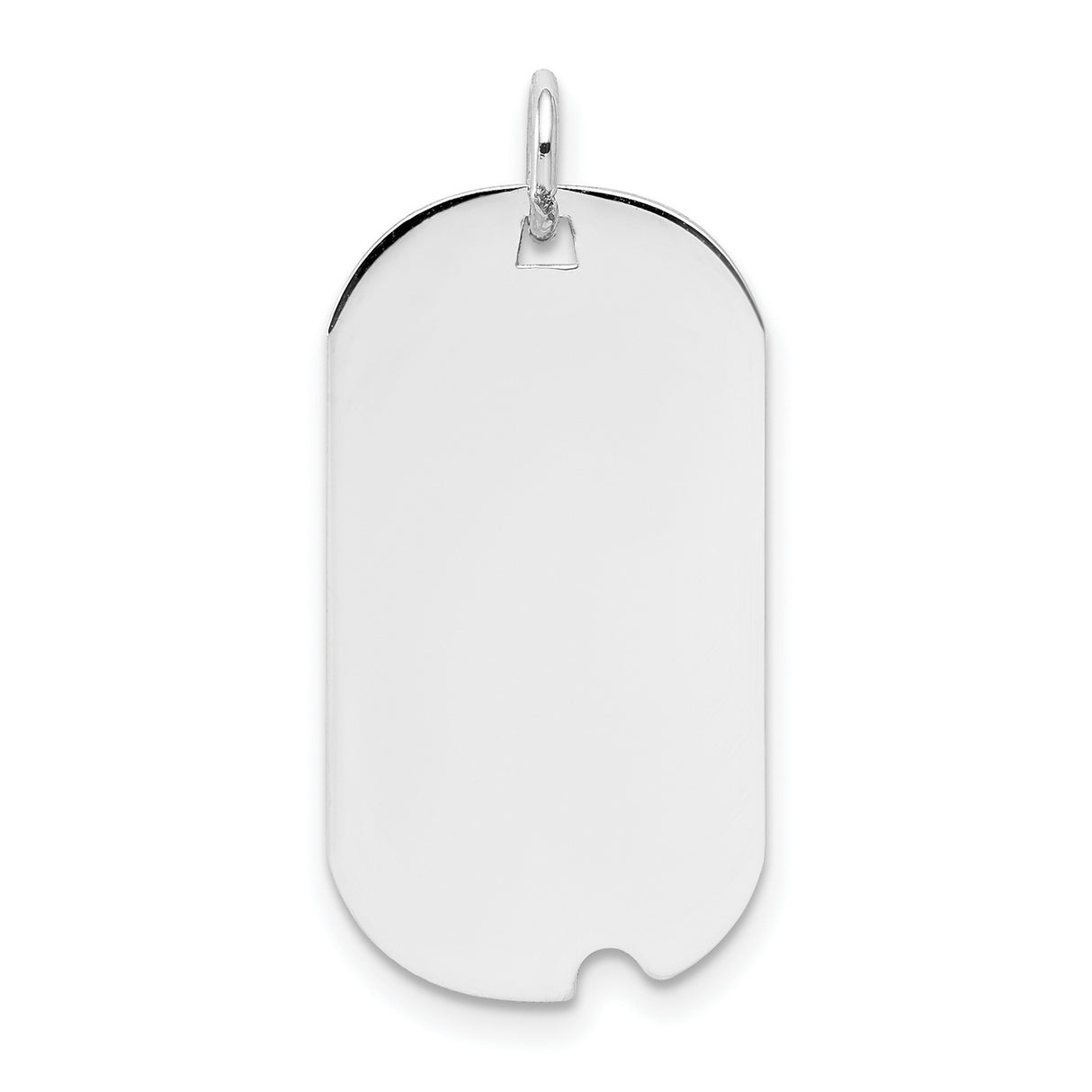 14k White Gold Dog Tag Pendant, Polished Blank Surface, Military Style, Customizable for Men or Unisex