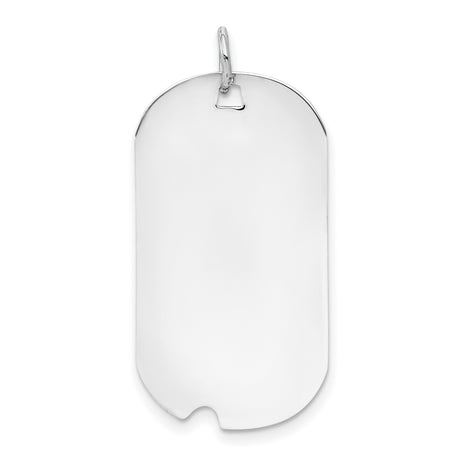 14k White Gold Dog Tag Pendant, Polished Military Style, Engraving Ready Charm for Men or Unisex