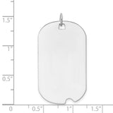 14k White Gold Dog Tag Pendant, Plain Polished Engravable Military Style Charm
