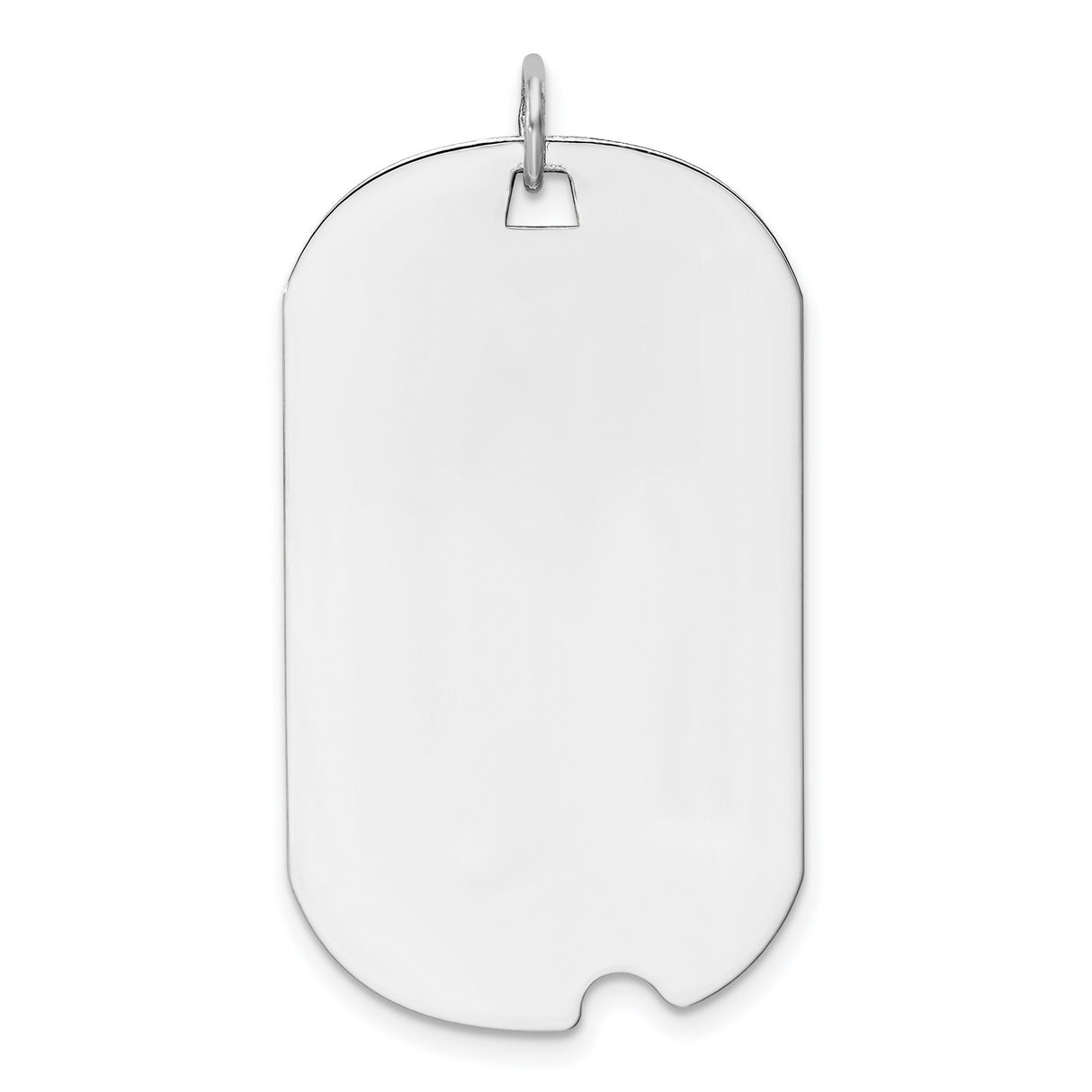 14k White Gold Dog Tag Pendant, Plain Polished Engravable Military Style Charm