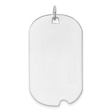 14k White Gold Dog Tag Pendant, Plain Polished Engravable Military Style Charm