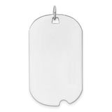 14k White Gold Dog Tag Pendant, Polished Military Style Charm for Men or Unisex Wear