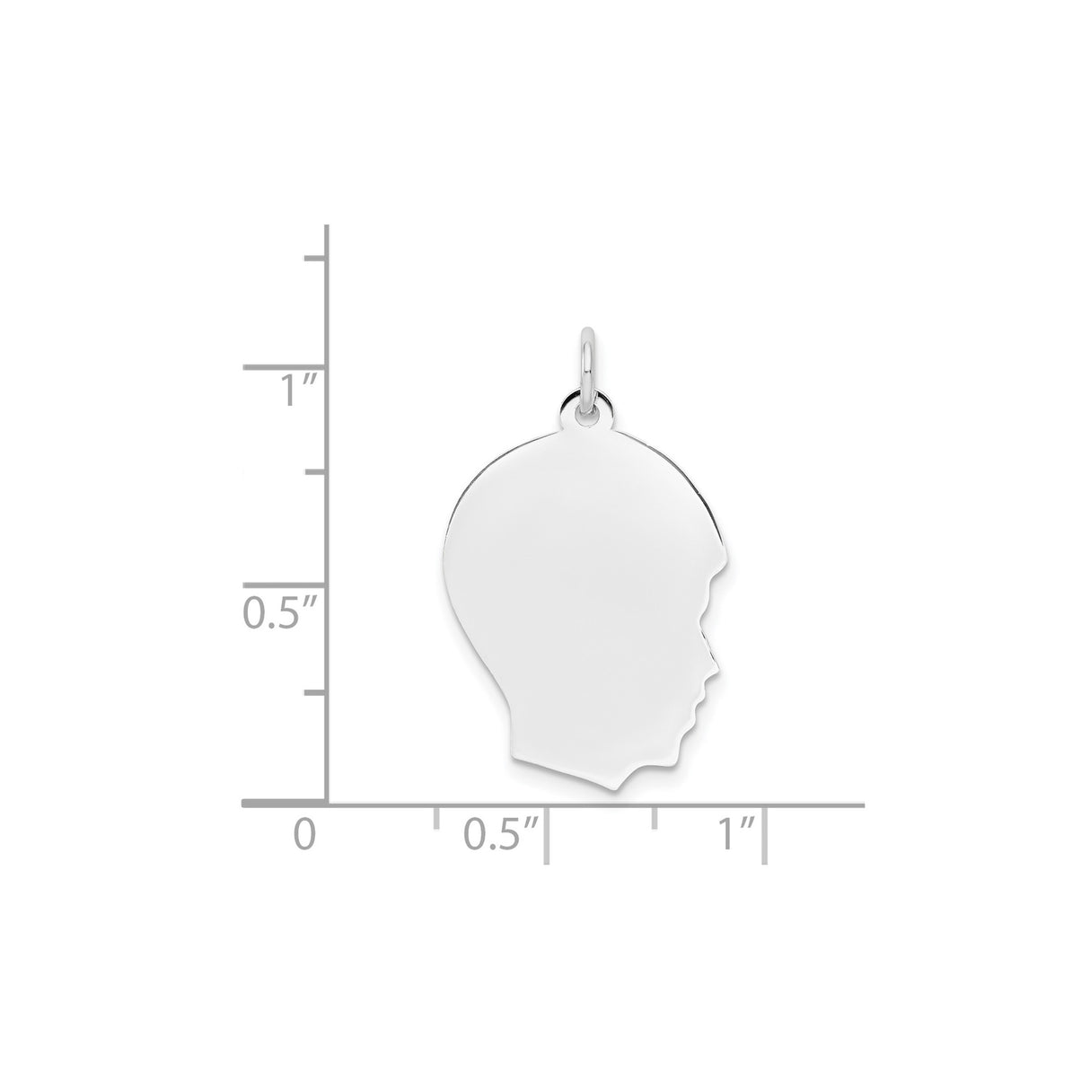 14k White Gold Profile Pendant, Engravable Polished Silhouette Charm for Women