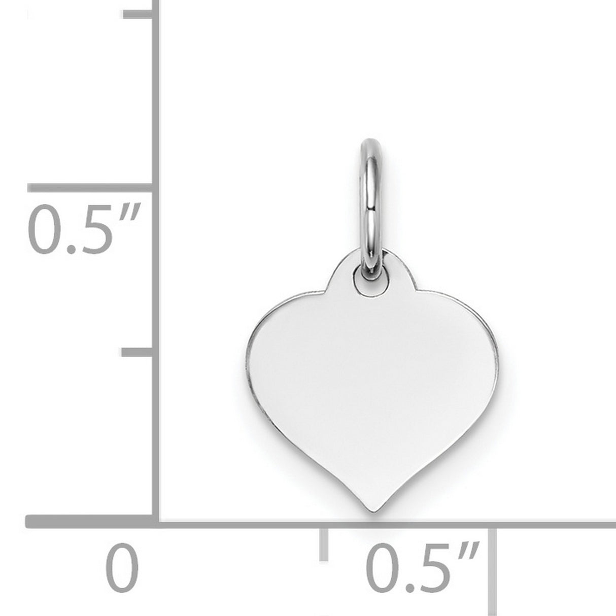 14k White Gold Heart Pendant, Polished Minimalist Charm with Smooth Surface for Engraving