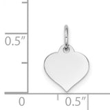 14k White Gold Heart Pendant, Polished Minimalist Charm with Smooth Surface for Engraving
