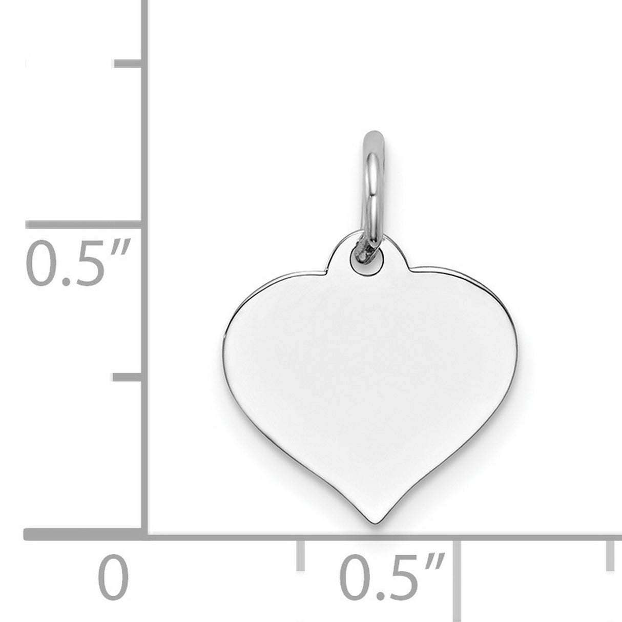 14k White Gold Heart Pendant, Simple Polished Charm, Engravable Minimalist Jewelry for Women