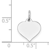 14k White Gold Heart Pendant, Flat Polished Charm for Engraving, Minimalist Jewelry for Women
