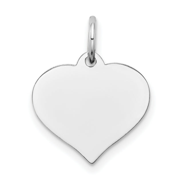 14k White Gold Heart Pendant, Polished Charm for Necklace or Bracelet, Minimalist Jewelry for Women