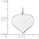 14k White Gold Heart Pendant, Plain Engravable Design with Polished Finish