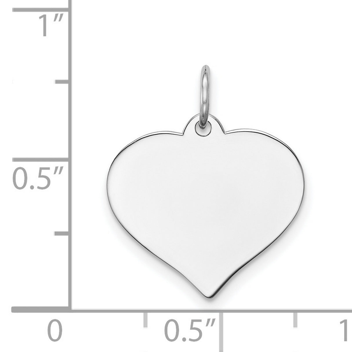 14k White Gold Heart Disc Pendant Charm, Polished Classic Engraving-Friendly Jewelry