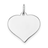 14k White Gold Heart Disc Pendant Charm, Polished Classic Engraving-Friendly Jewelry