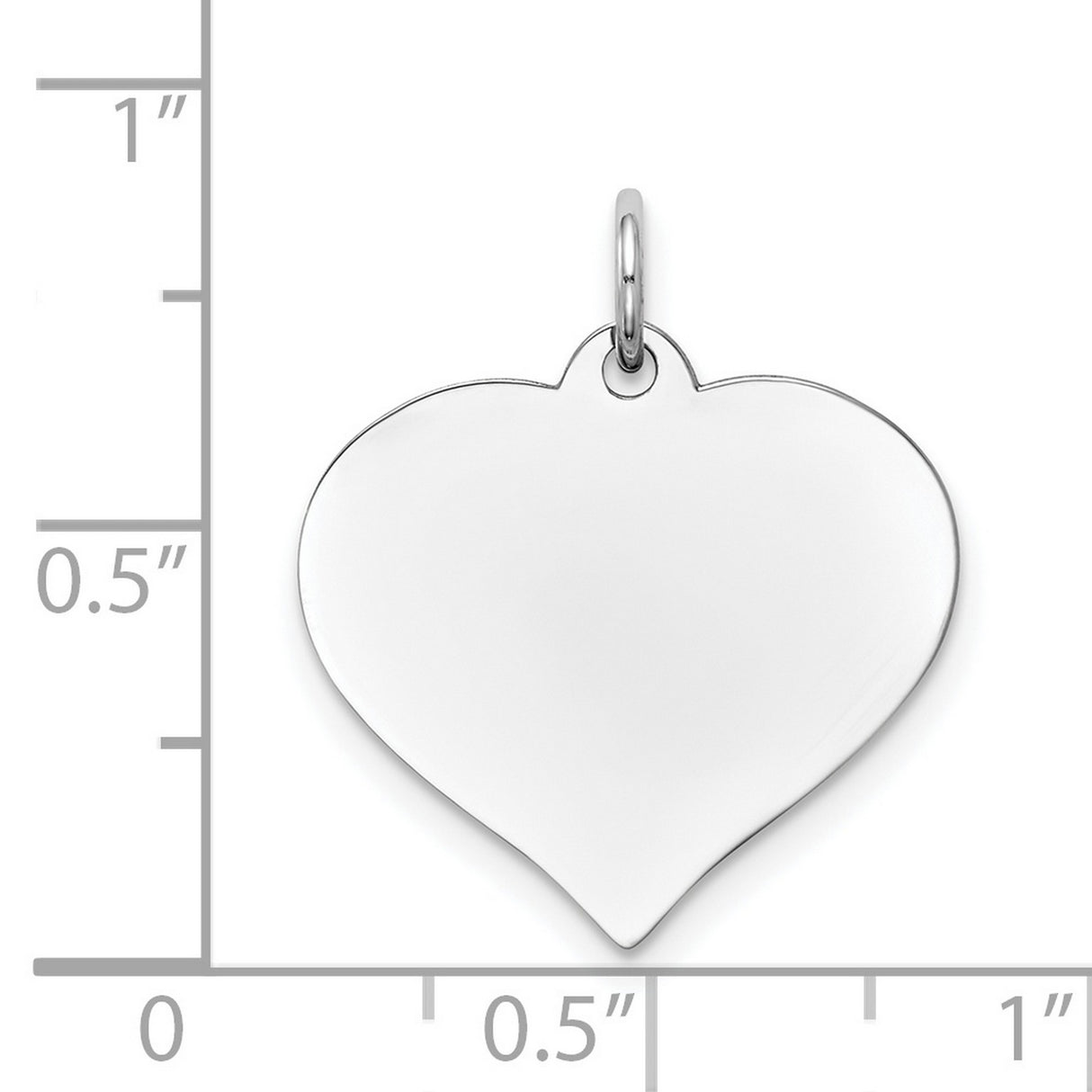14k White Gold Heart Pendant, High Polish Finish, Smooth Engraving Surface