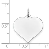 14k White Gold Heart Pendant, High Polish Finish, Smooth Engraving Surface