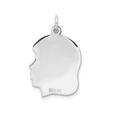 14k White Gold Girl Silhouette Pendant, Engravable Motherhood and Family Charm for Women
