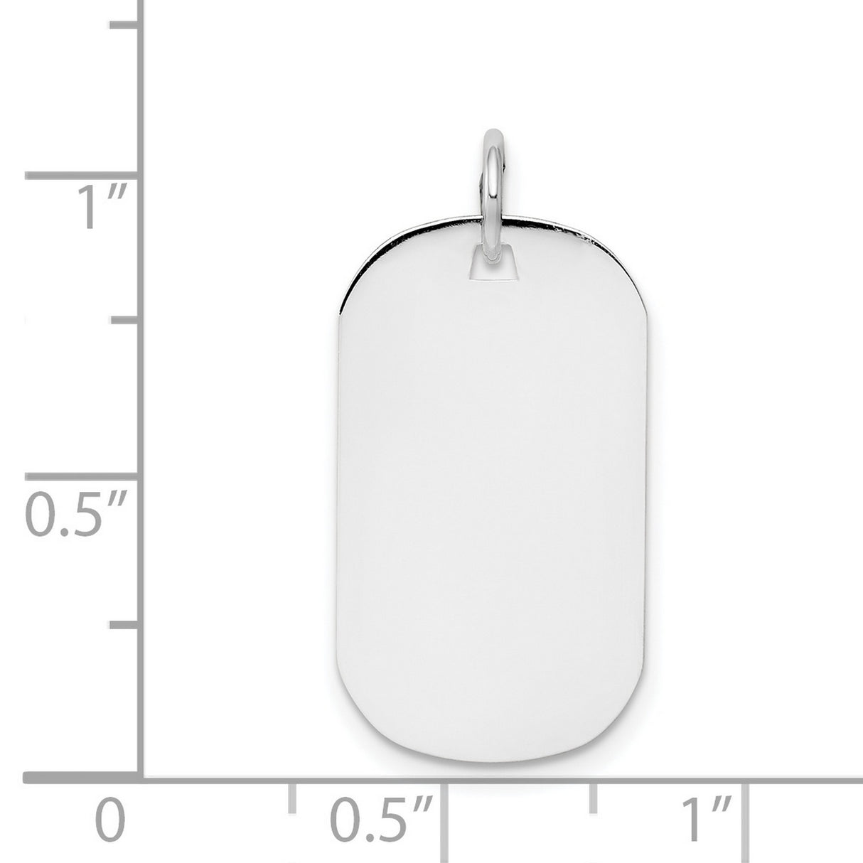 14k White Gold Dog Tag Pendant, Polished Blank Tag for Engraving, Modern Unisex Jewelry Charm
