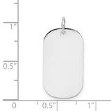 14k White Gold Dog Tag Pendant, Blank Military Style Charm for Men or Unisex Engraving