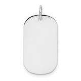 14k White Gold Dog Tag Pendant, Polished Blank Tag for Engraving, Modern Unisex Jewelry Charm