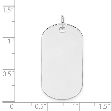 14k White Gold Dog Tag Pendant, Polished Engravable Minimalist Design for Men or Unisex Wear