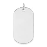 14k White Gold Dog Tag Pendant, Blank Military Style ID Charm, Engraving Ready for Men or Unisex
