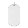 14k White Gold Dog Tag Pendant, Polished Military Style Custom Engraving Charm for Men or Unisex Wear