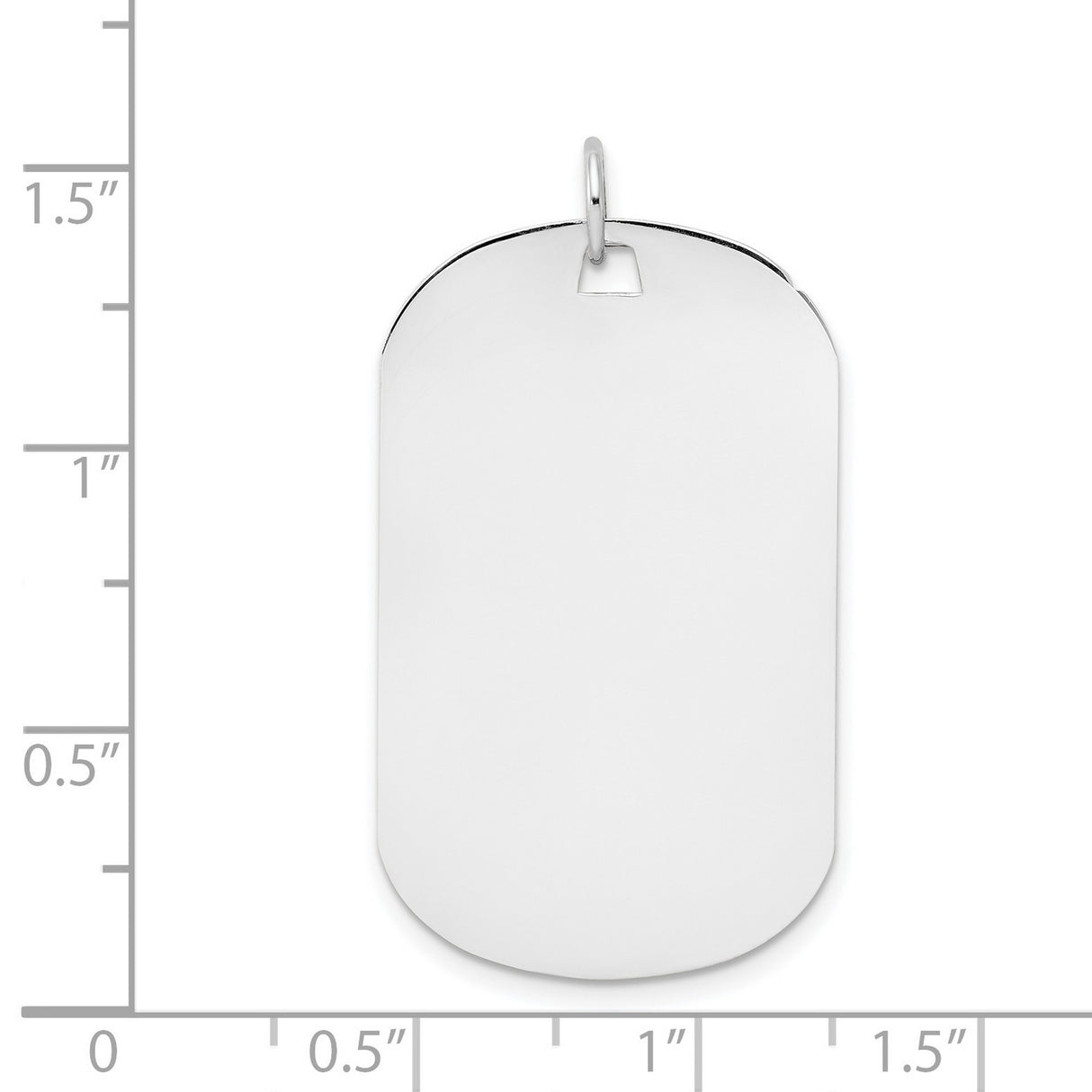 14k White Gold Dog Tag Pendant, Polished Plain Engravable Charm, Modern Minimalist Style