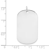 14k White Gold Dog Tag Pendant, Polished Plain Engravable Charm, Modern Minimalist Style