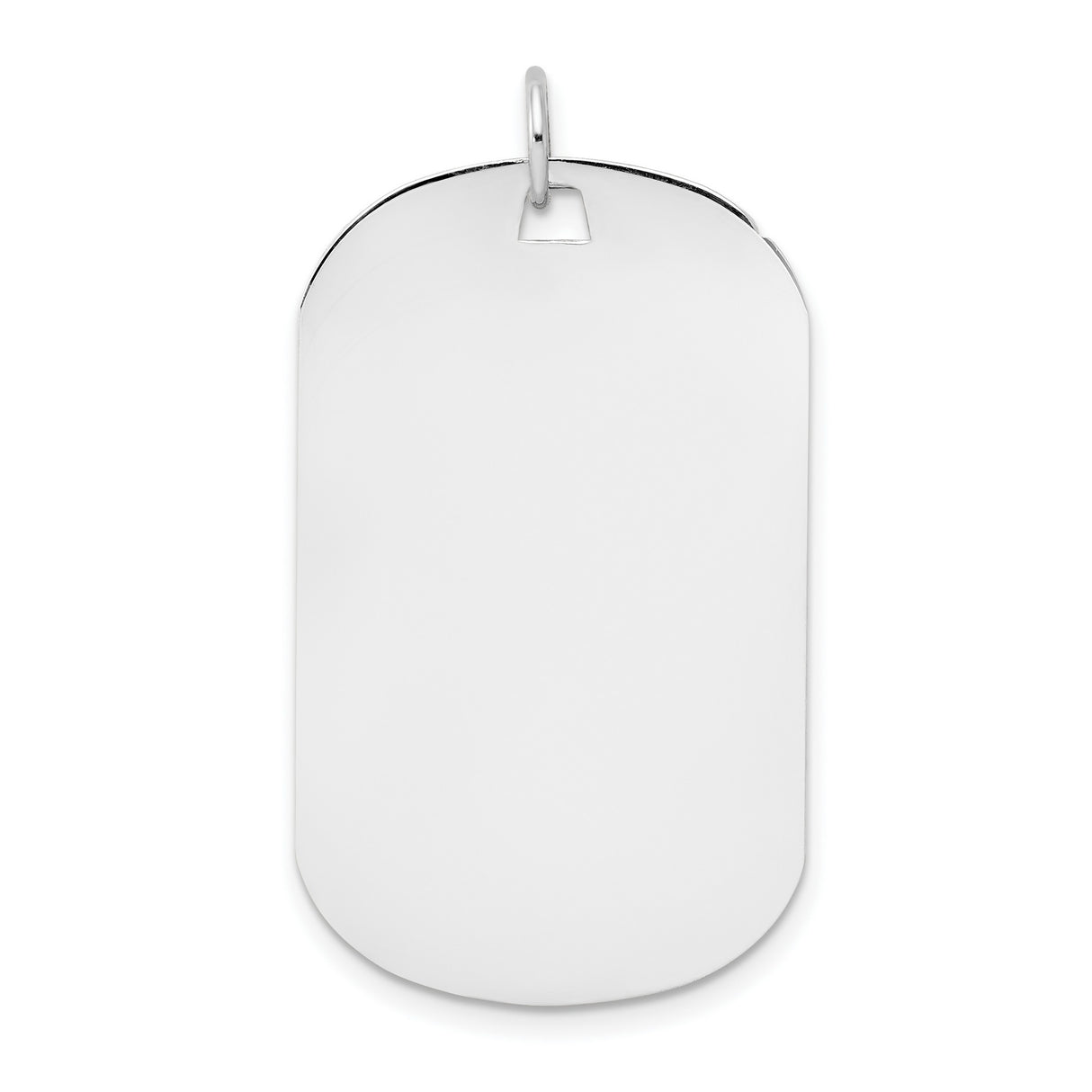 14k White Gold Dog Tag Pendant, High Polish Blank Surface, Modern Minimalist Style for Men or Unisex