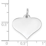 14k White Gold Heart Pendant, Polished Engravable Disc Charm, Minimalist Love Design for Women