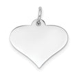 14k White Gold Heart Pendant, Polished Engraving-Ready Charm for Women