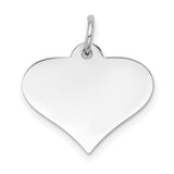 14k White Gold Heart Pendant, Polished Engraving-Ready Charm for Women